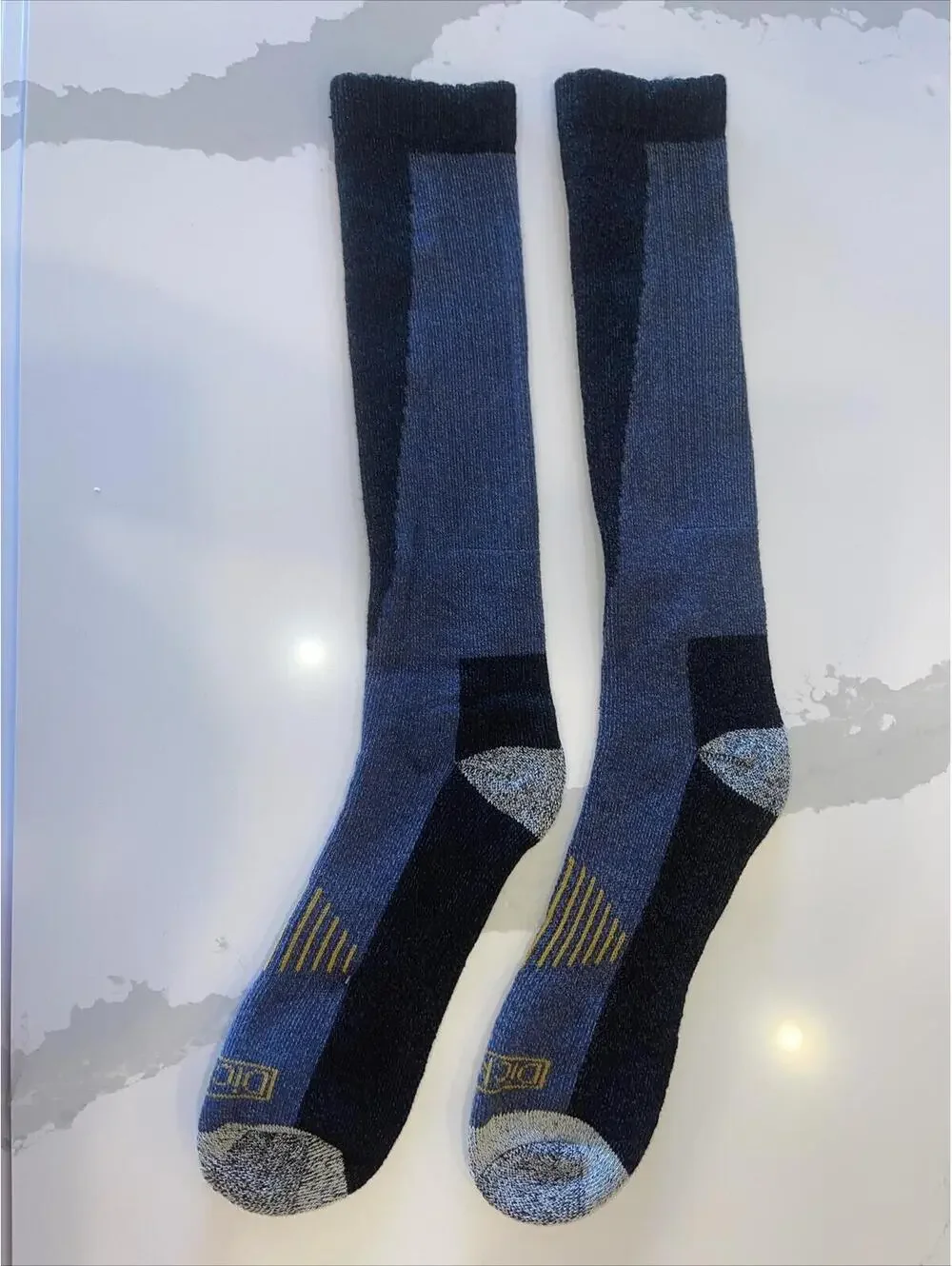 2 PAIRS DICKIES COPPER SHIN PROTECTOR BOOT LENGTH SOCKS MENS 6-12 BLUE & BLACK